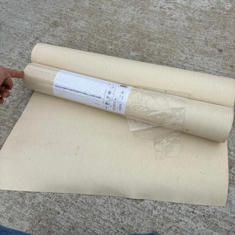 2 Vtg Rolls Wallpaper Wallcovering Faux Grasscloth Texture Made in Italy 20.5”